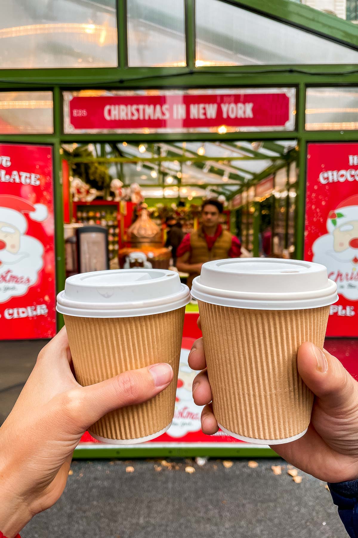 Hot drinks at the Winter Village at Bryant Park