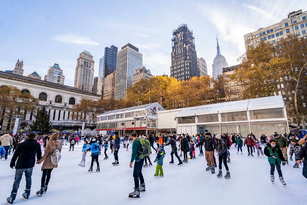 Ice rink at the Winter Village at Bryant Park
