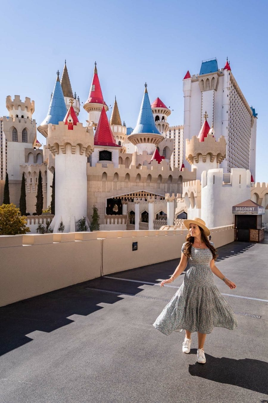 Girl in front of the castle at Excalibur Hotel & Casino Las Vegas