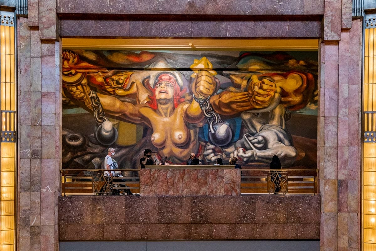 Mural inside of Palacio de Bellas Artes, Mexico City