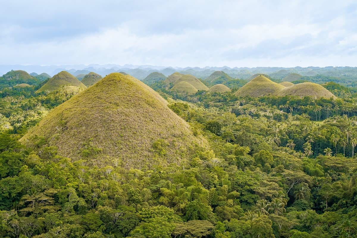 View of the Chocolate Hills, one of the best tourist spots in Bohol, Philippines