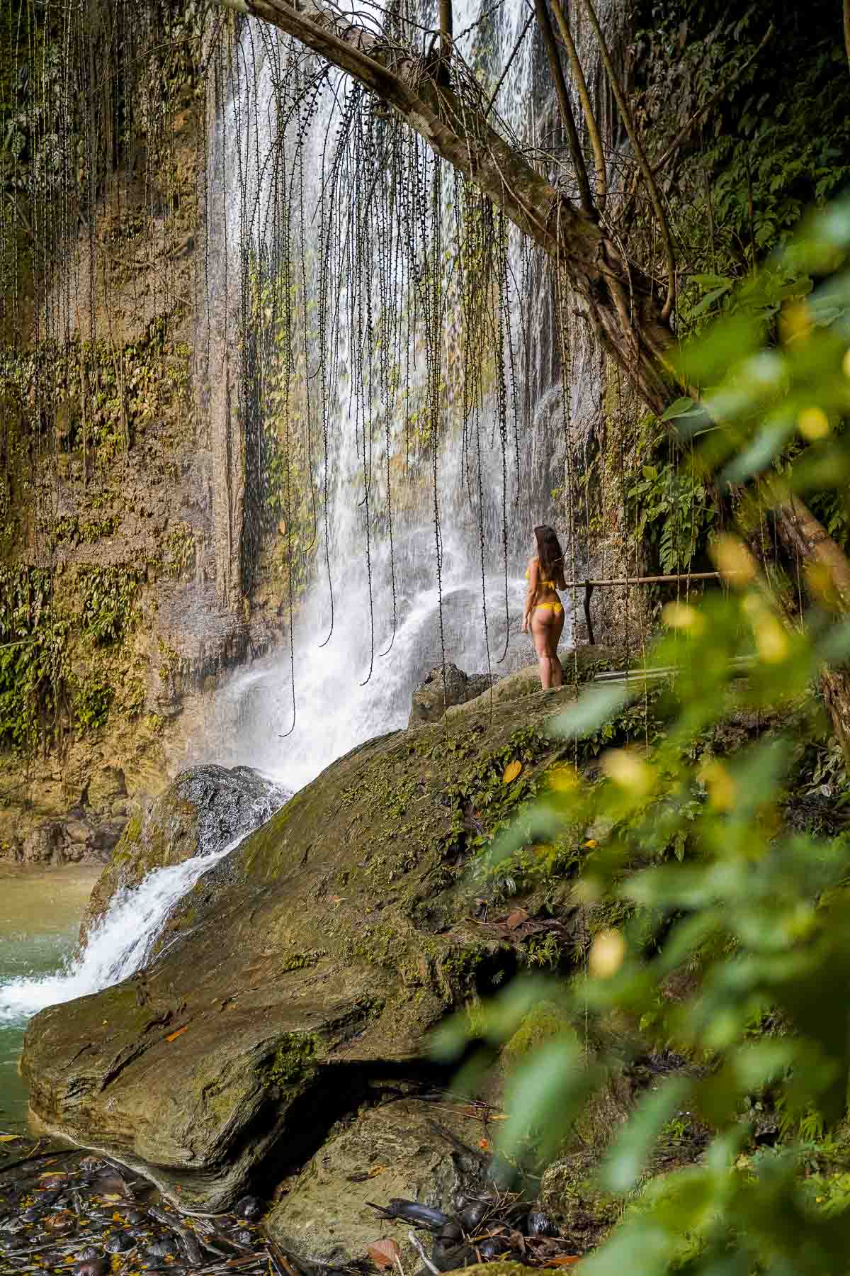 Girl at the Dimiao Twin Falls in Bohol, Philippines