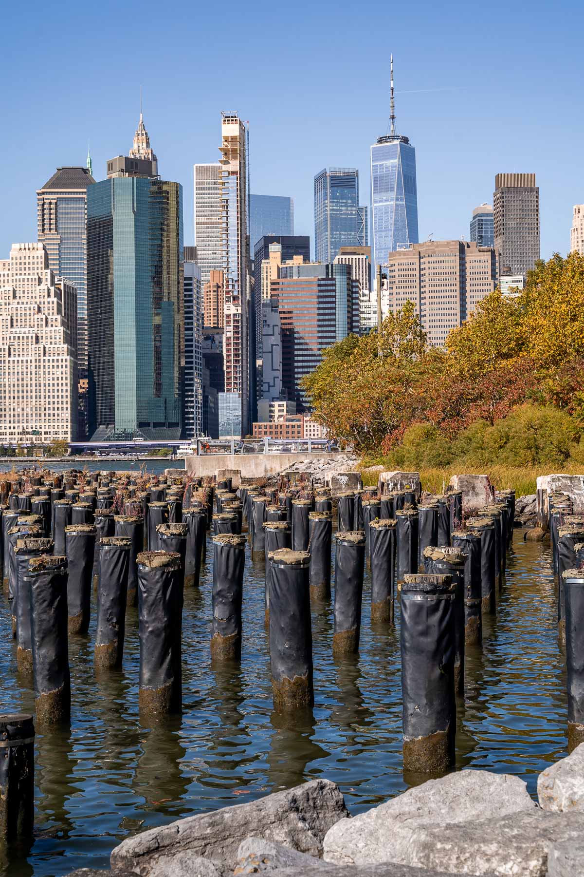 View of Lower Manhattan from Old Pier 1 at Brooklyn Bridge Park