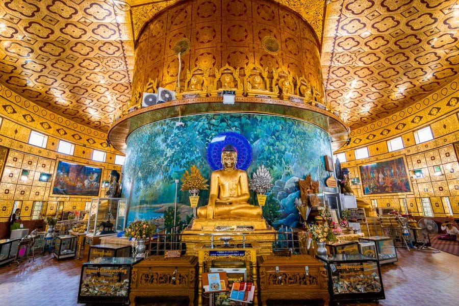 Interior of the Thiri Mingala Kabar Aye Pagoda in Yangon, Myanmar