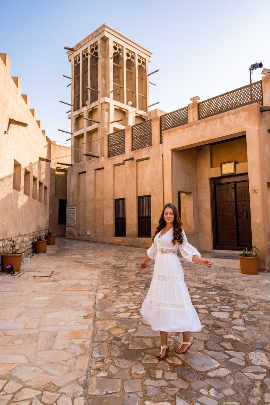 Girl in a white dress in Old Dubai