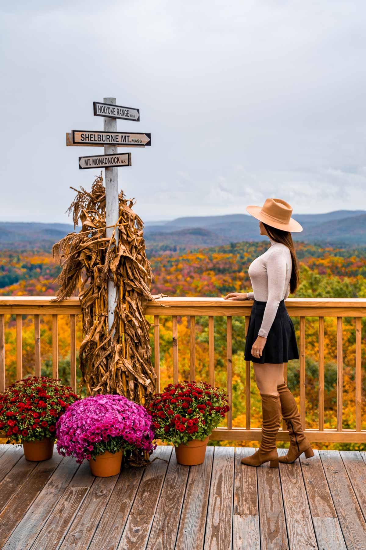 Girl at the foliage viewpoint in Vermont