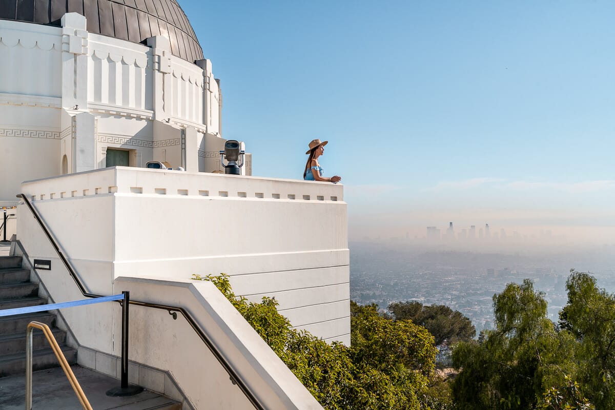 Girl in blue dress at Griffith Observatory, Los Angles