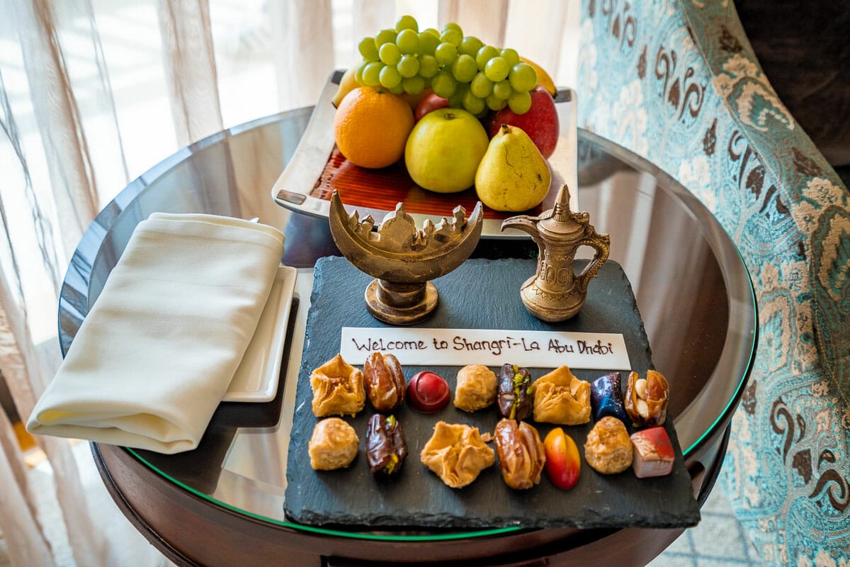 Welcome treats at Shangri-La Abu Dhabi
