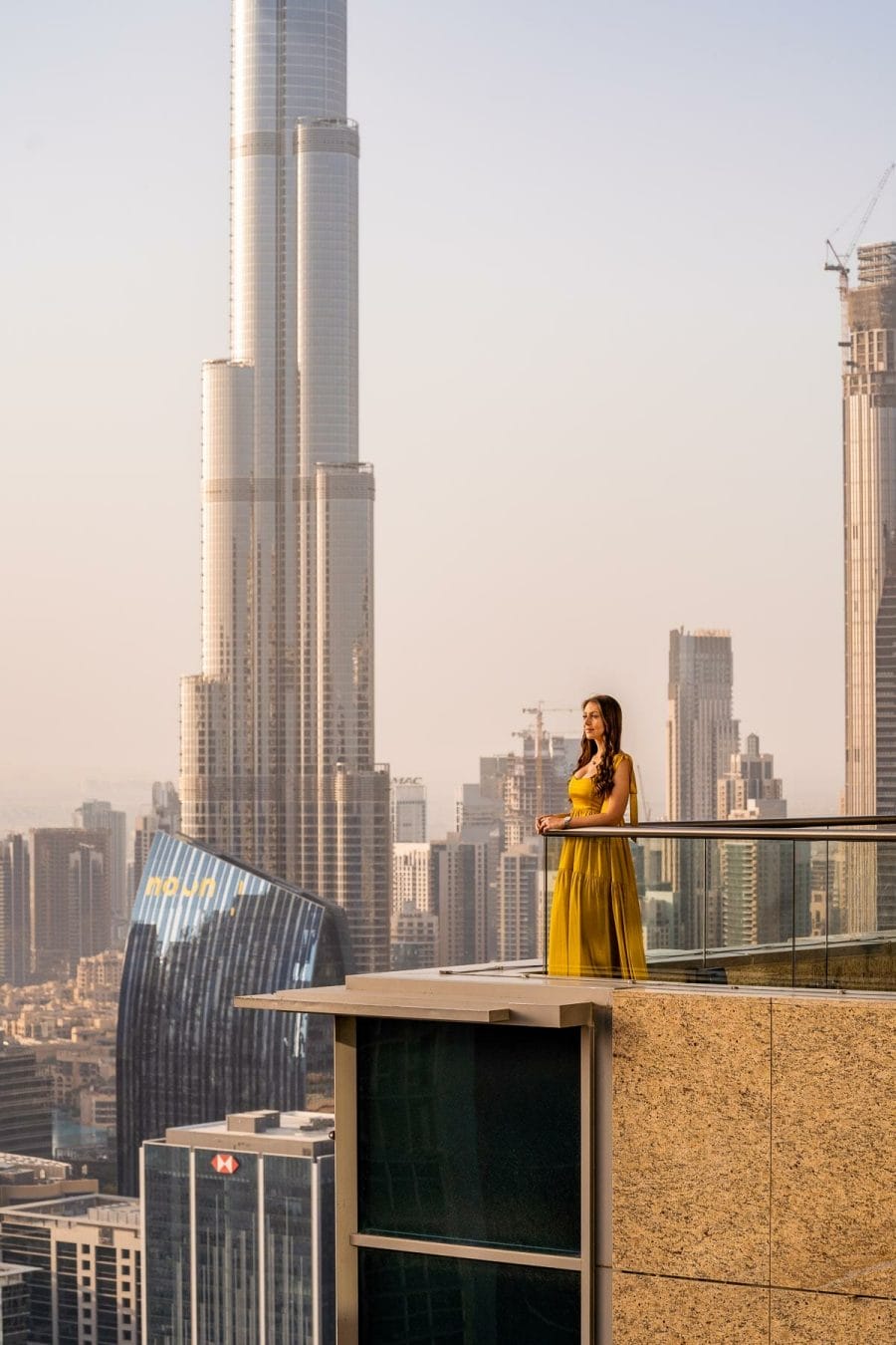 Girl in yellow dress on the terrace at Shangri-La Dubai