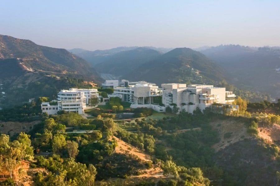Aerial view of The Getty in Los Angeles