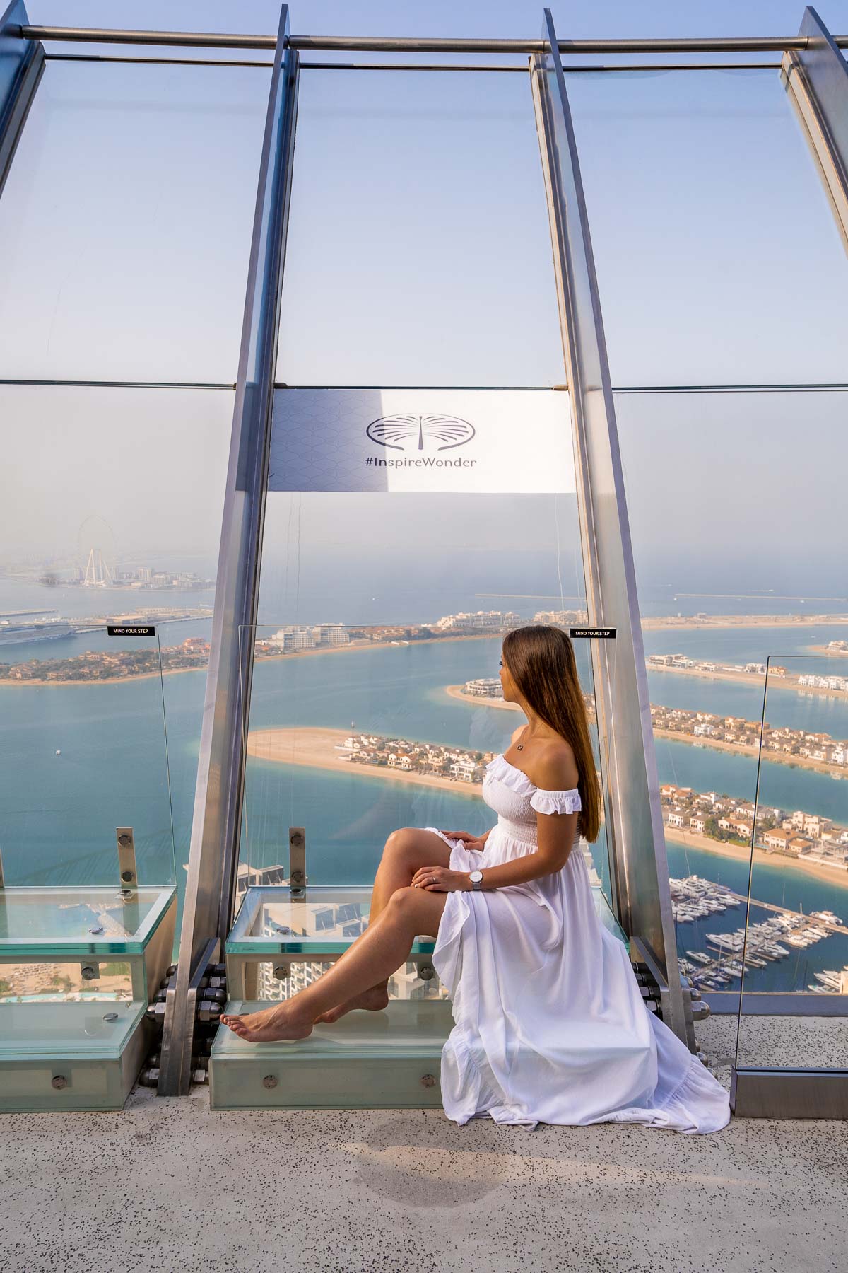 Girl in white dress at The View at The Palm Dubai