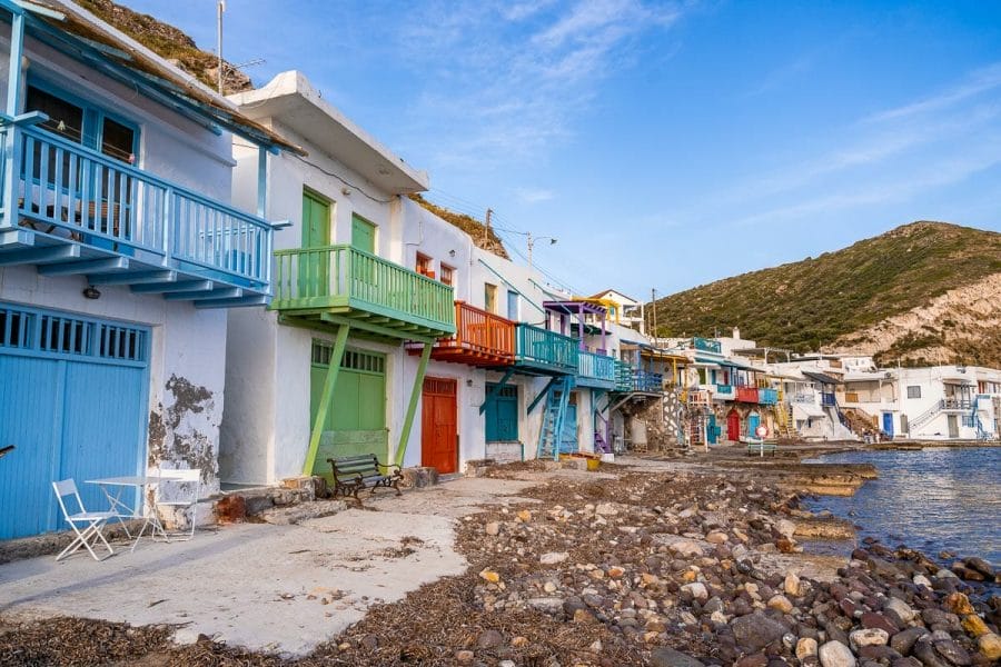 Colorful houses at Klima, Milos