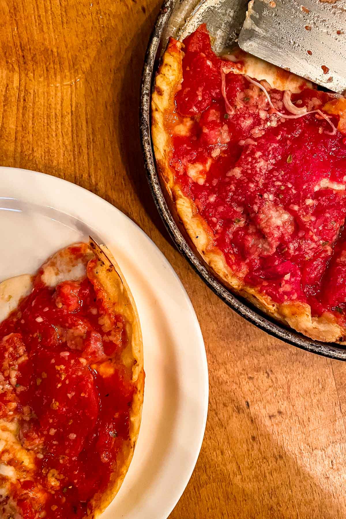 Deep dish pizza at Lou Malnati's Pizzeria in Chicago