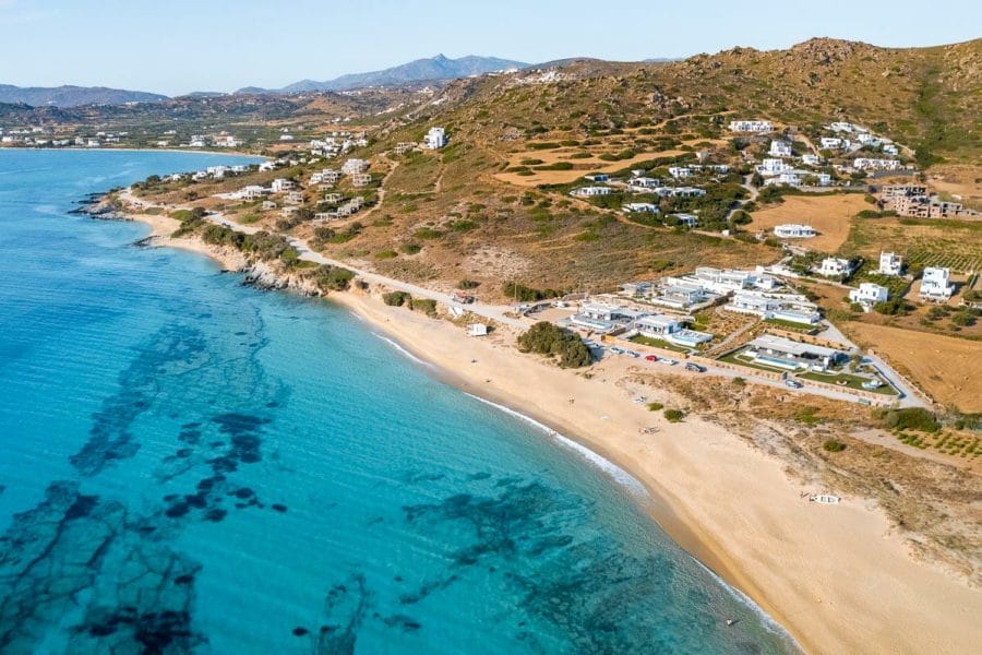 Aerial view of Mikri Vigla Beach, Naxos