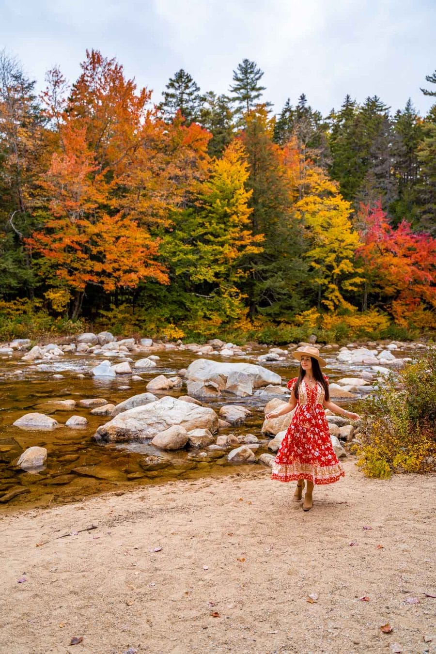Girl at the Rocky Gorge Scenic Area along the Kancamagus Highway