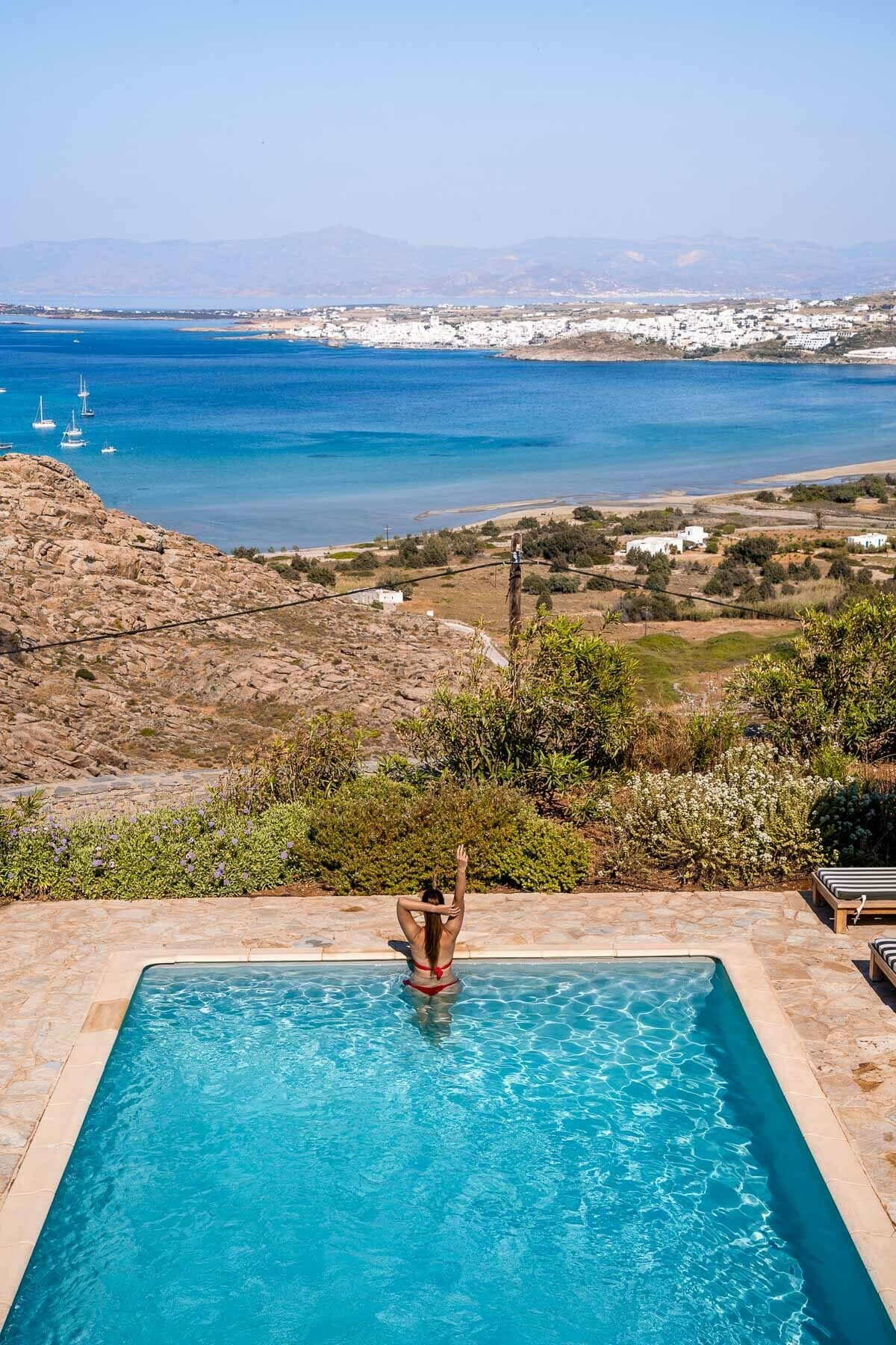 Girl in the pool at Acron Villas Paros