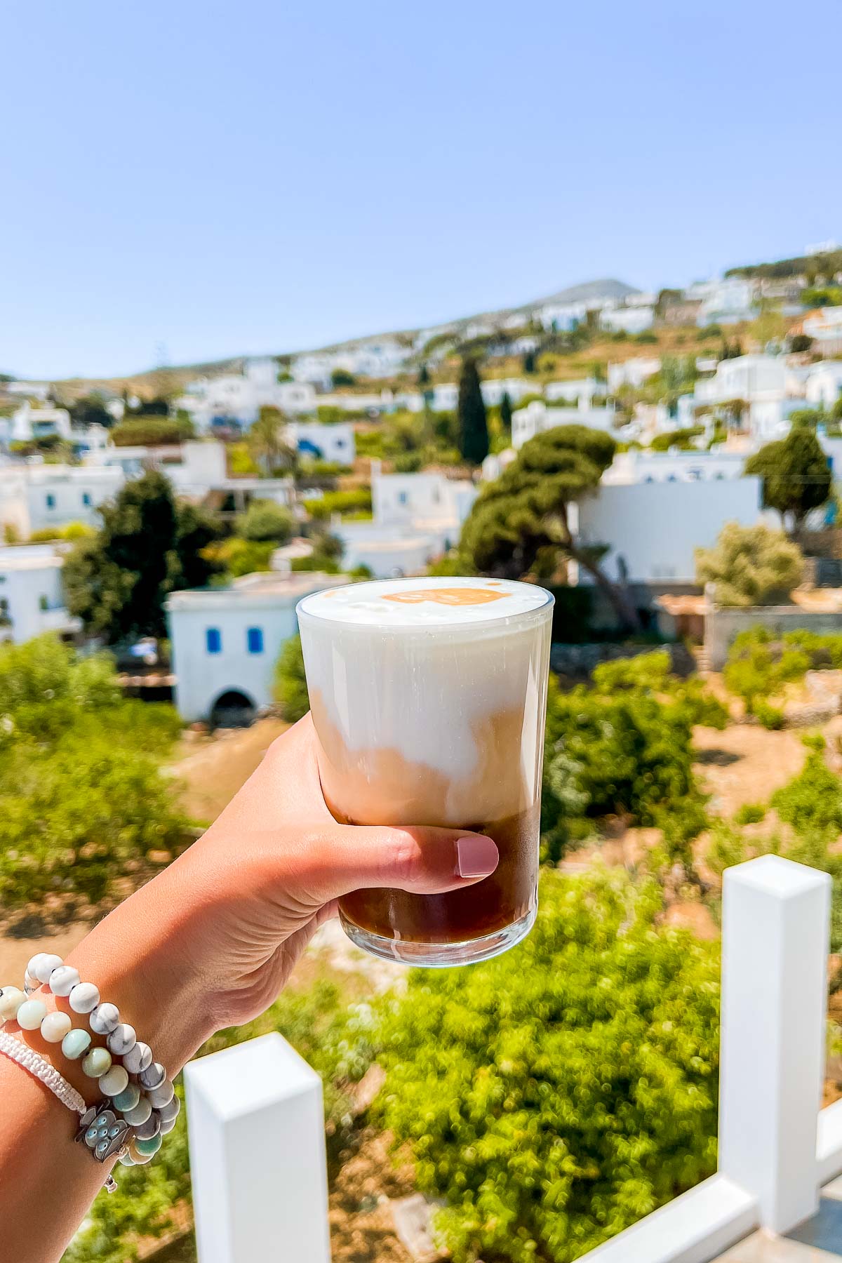 Coffee in Ramnos Cafe in Lefkes, Paros