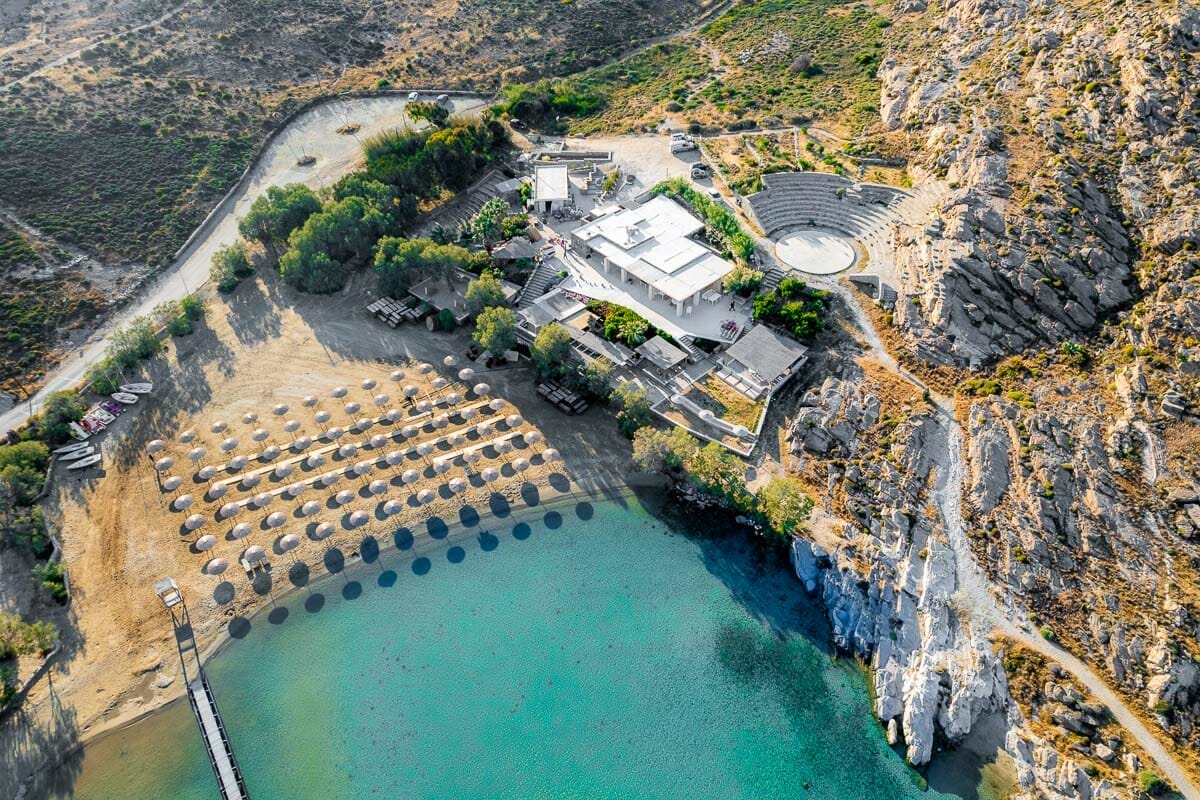 Aerial view of Monastiri Beach, Paros