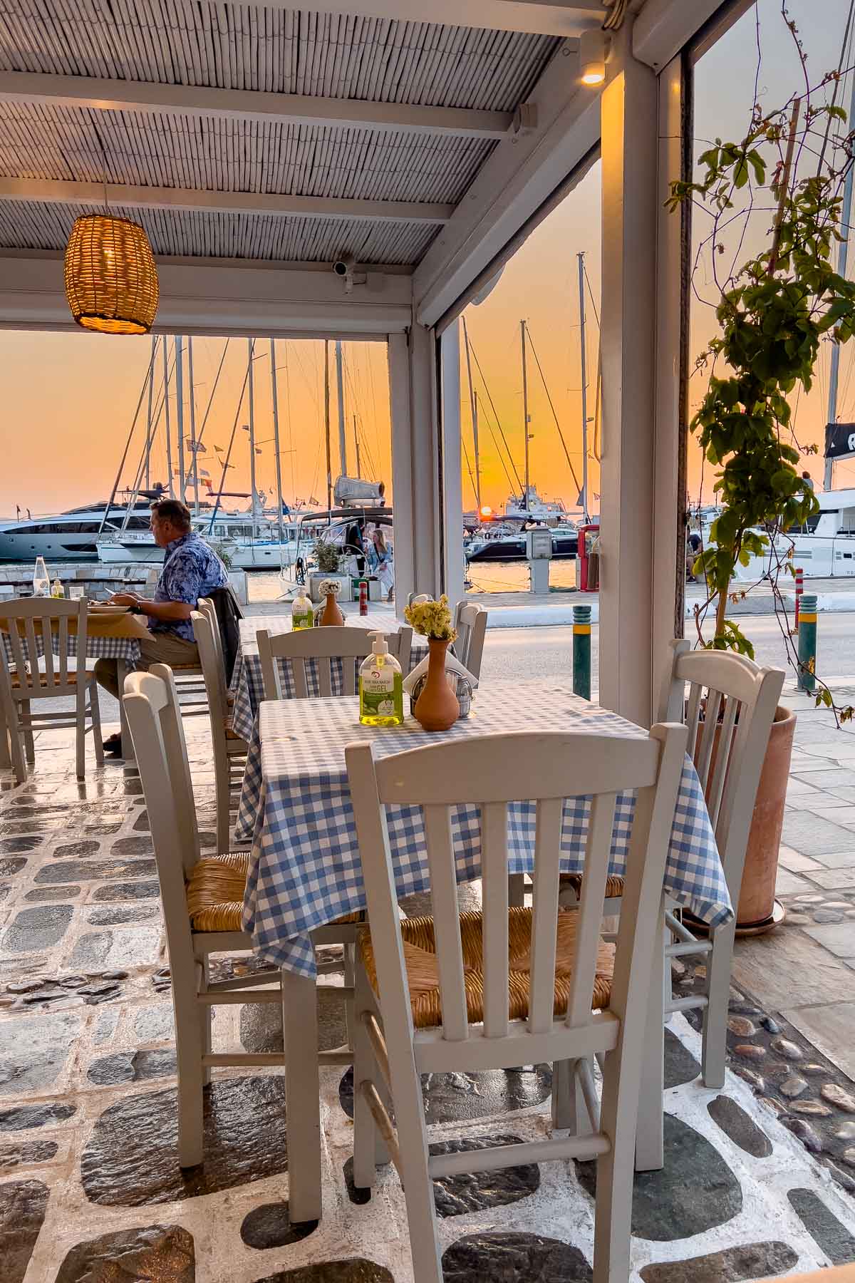 Sunset at Taverna Authentic Greek Cuisine in Naxos