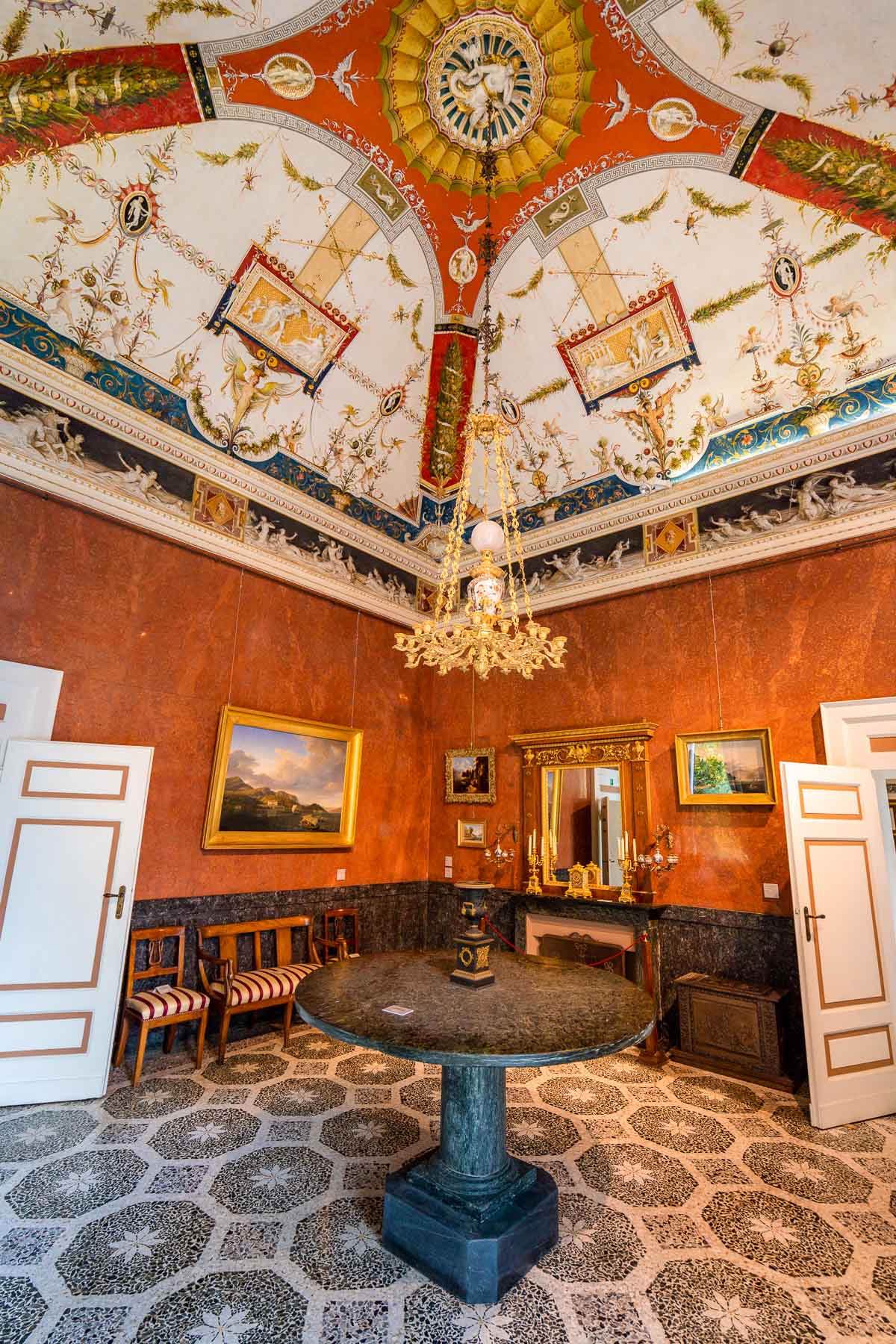 Rich decorated room at Villa Carlotta, Lake Como