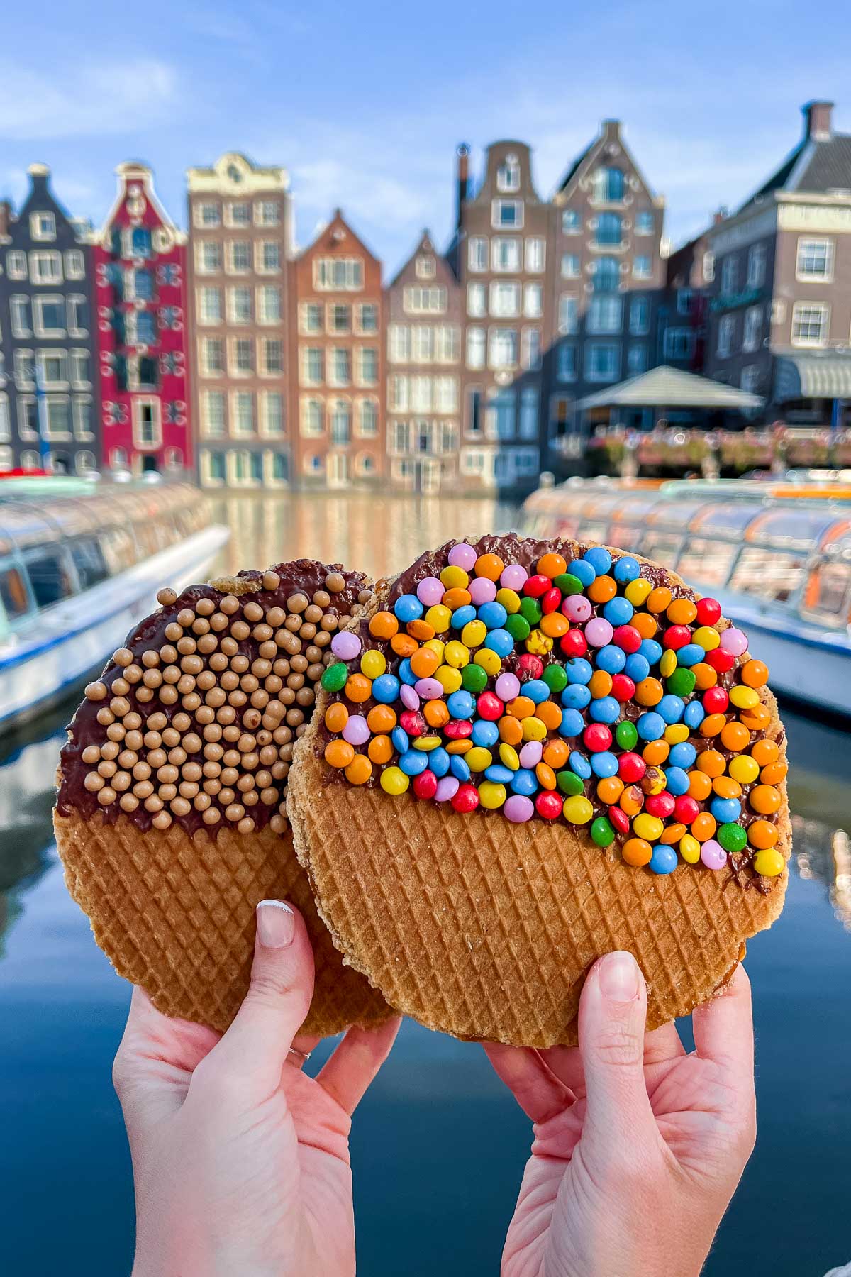 Stroopwafels at the Damrak Canal Houses Amsterdam
