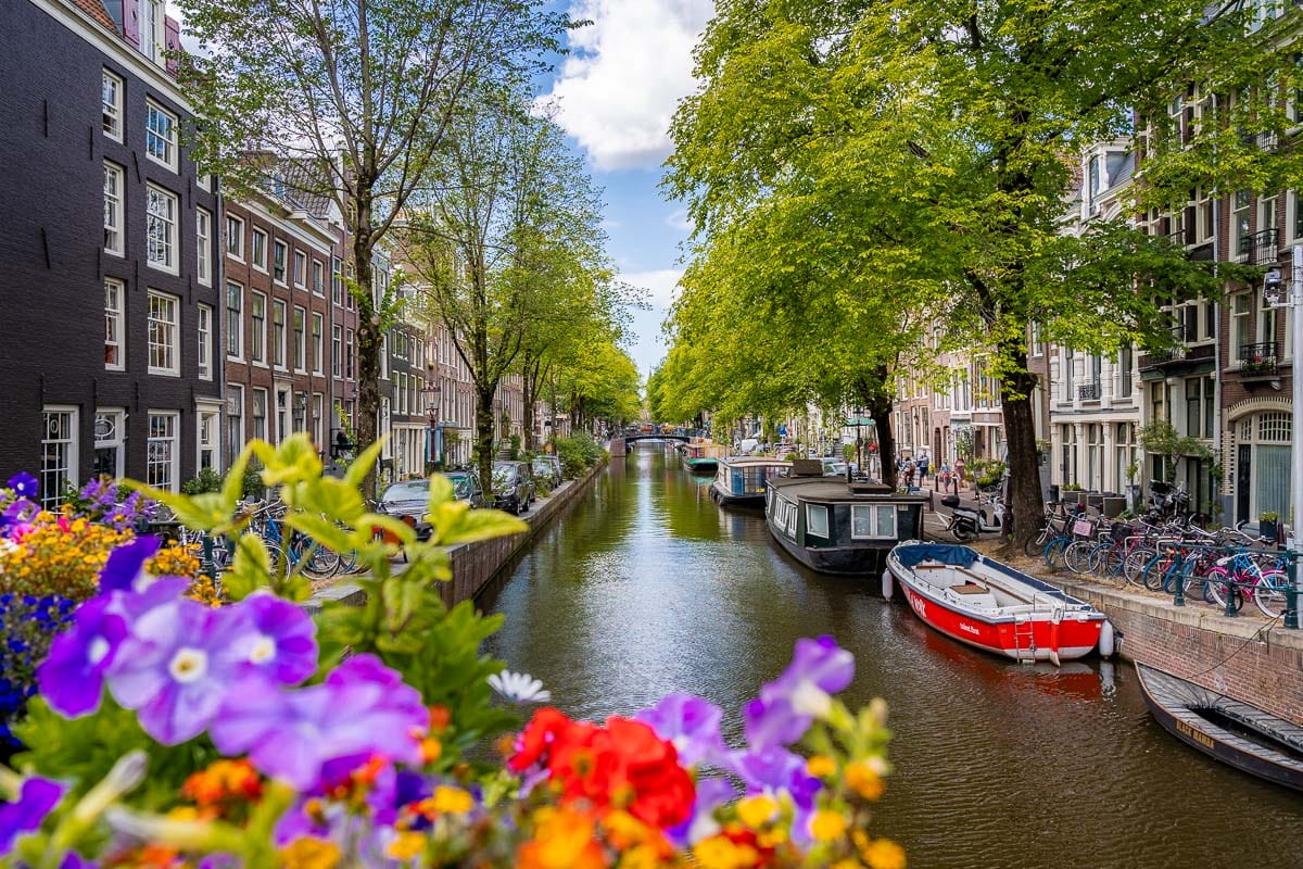 Beautiful canal in Amsterdam in the Jordaan district