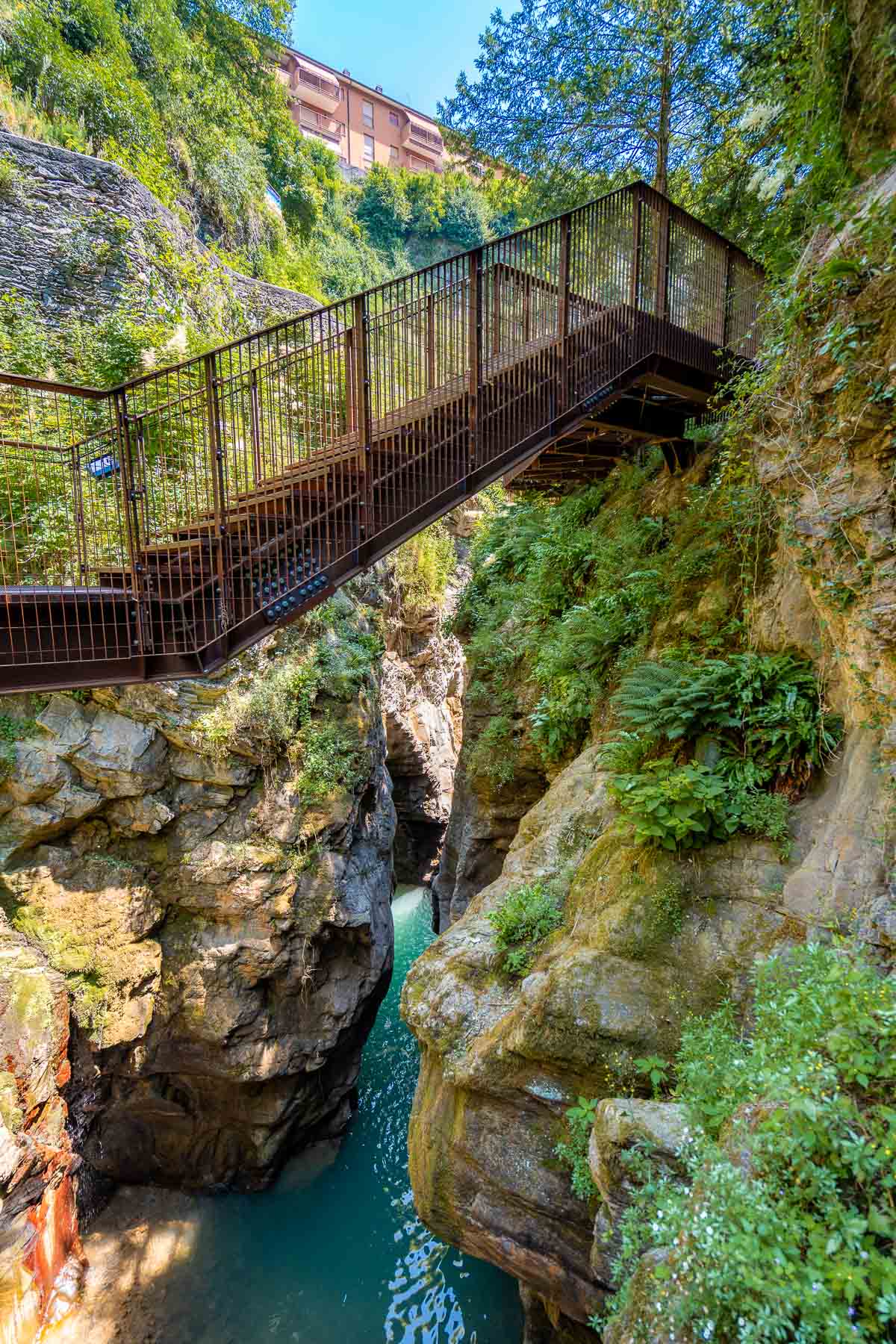 Stairs above the gorge in Orrido di Bellano