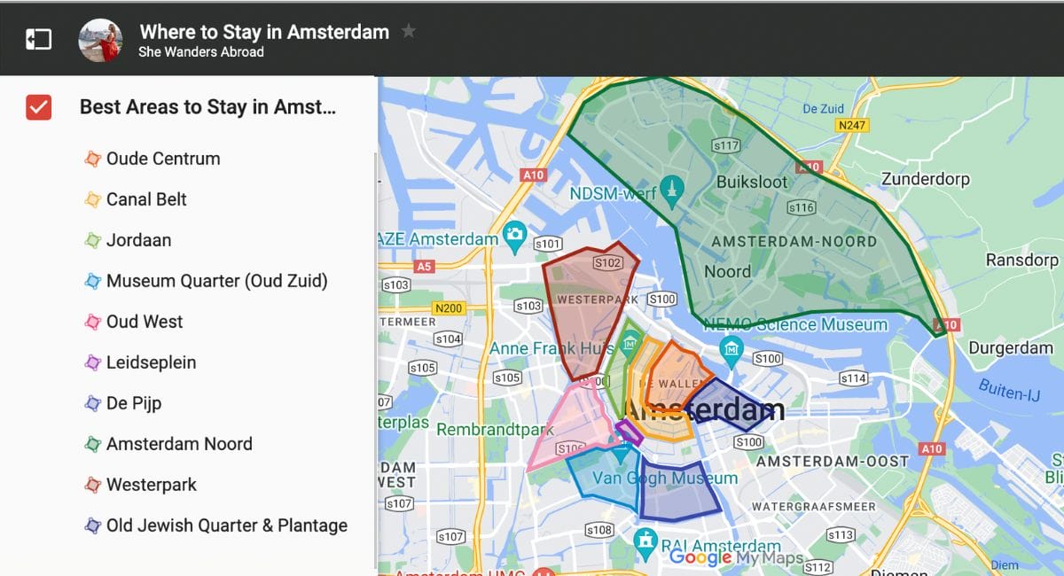 Where to Stay in Amsterdam Map