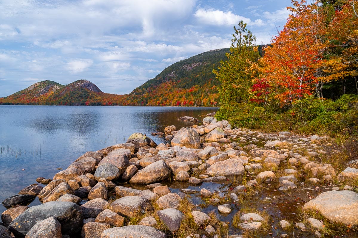 Jordan Pond at Acadia National Park in the fall